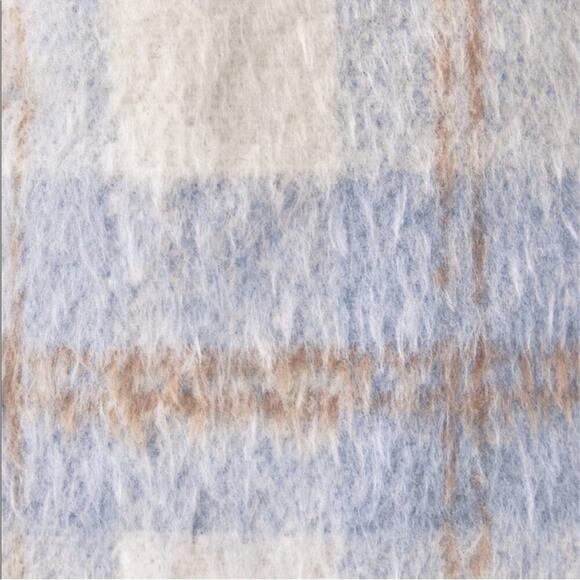 Reformation Ainslie Button Up Flannel Oversized Jacket Light Blue White Plaid L - Picture 7 of 12